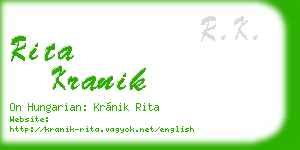 rita kranik business card